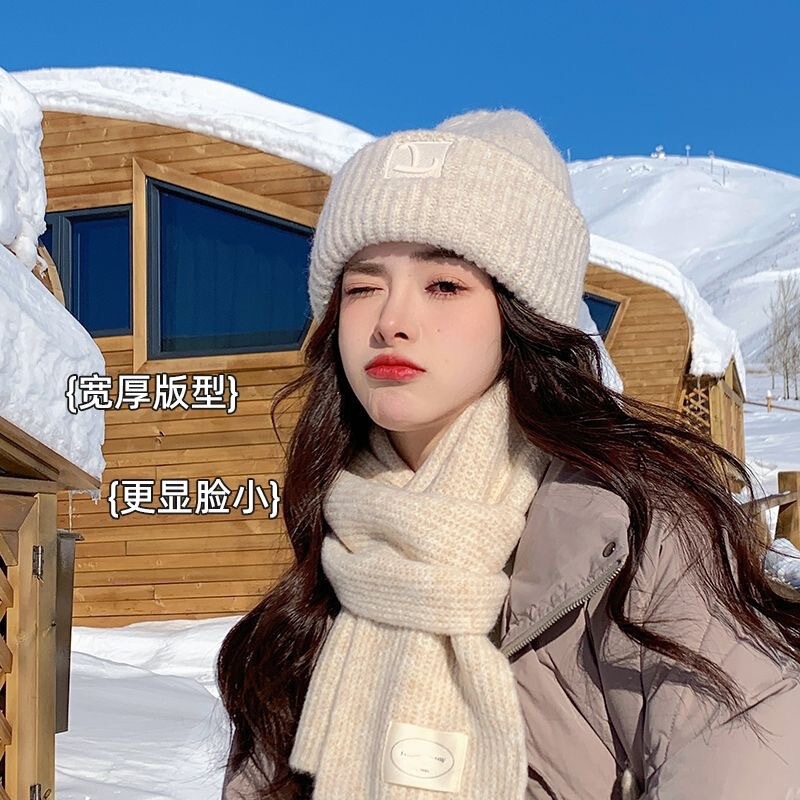 秋冬季新款毛绒保暖毛线帽护耳堆堆帽显脸小针织冷帽女大头围帽子|undefined