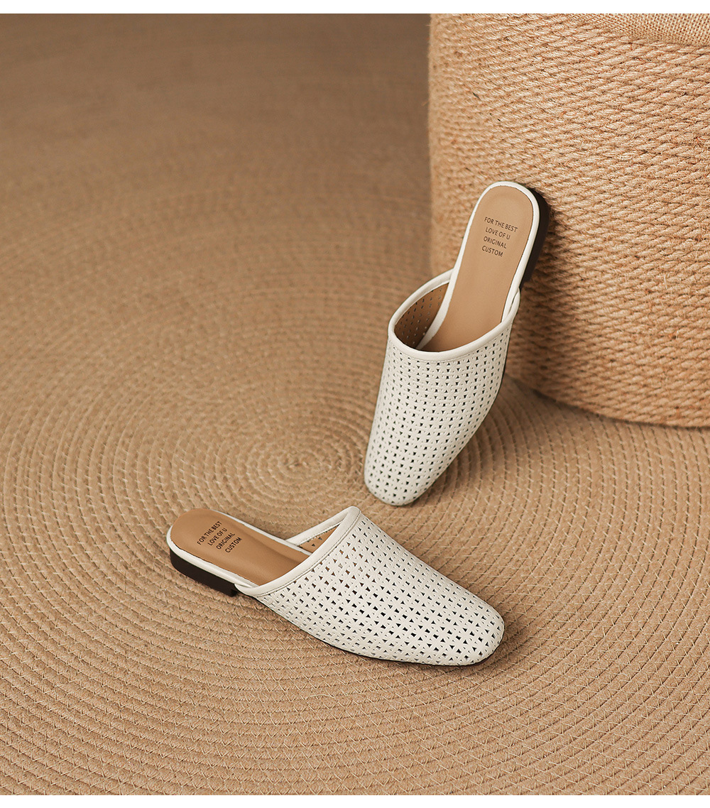 Dép sandal nữ quai chữ V đế bệt da bò mùa xuân hè — đen chi tiết 20
