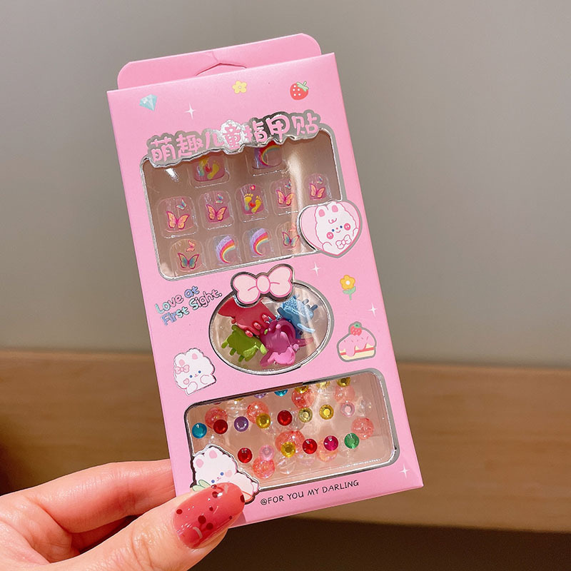 Niños dibujos animados estereoscópicos pegatinas de uñas niñas parches de uñas bebés desmontables impermeables uñas al por mayor