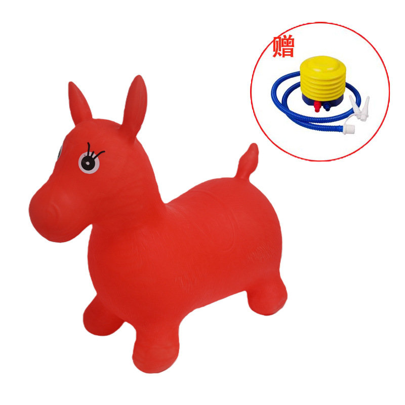 无图案红色跳跳马+气泵