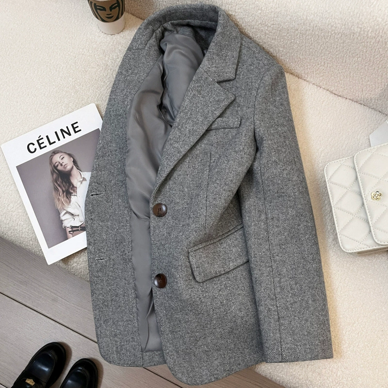 НАТуба Woolen demi-season retro классический костюм пиджака для отдыха, для подростков