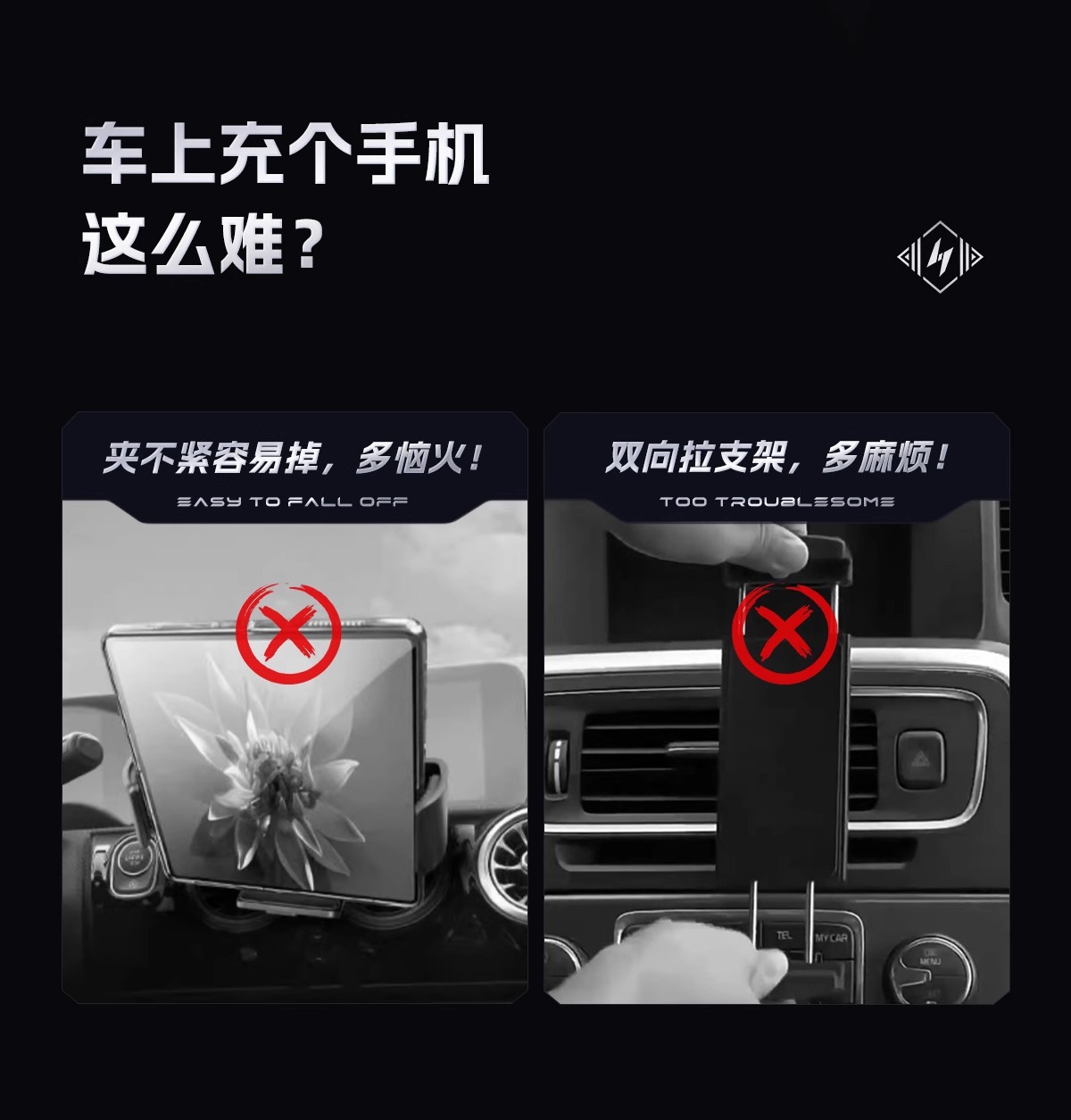 Folding Screen Car Phone Holder Air Vent Wireless Charger