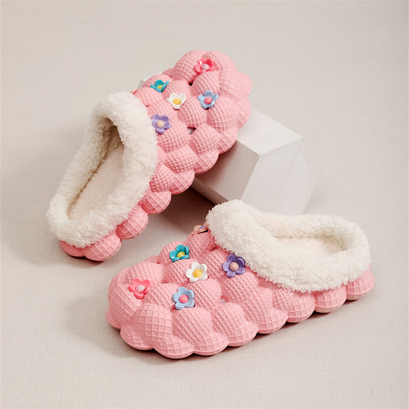 Scarpe da interno morbide e traspiranti per camera da letto invernale unisex in peluche open-toe_voghion.com