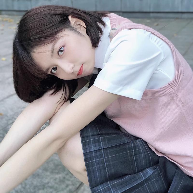Jk Uniform Hong Love Academic Style Cardigan Autumn Original Pink Girl Knitted Sweater Sleeveless Vest suit Jk Uniform Hong Love Academic Style Cardigan Autumn Original Pink Girl Knitted Sweater Sleeveless Vest suit