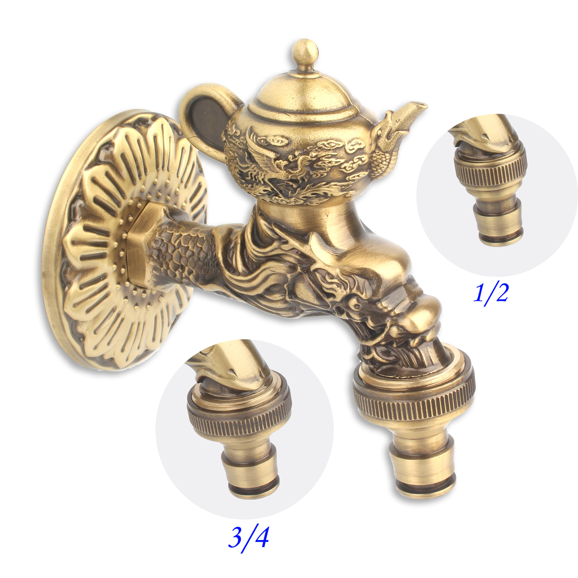 Cross-camera Amazon brass European antique carved single cold faucet faucet, bathroom faucet, washing machine, garden undefined