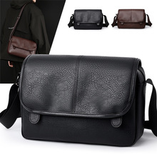 头层牛皮斜挎包潮牌男士真皮包新款复古包韩版男包休闲单肩包&