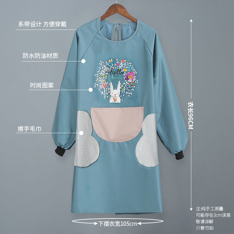 apron wholesale household kitchen waterproof and oil-proof female autumn and winter thin work clothes cartoon cute korean style apron wholesale