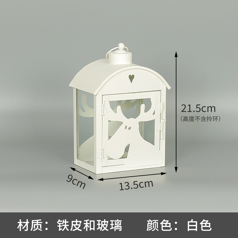 Blanco boda candelabro linterna boda carretera plomo accesorios atmósfera lámpara Marruecos viento lámpara decoración a prueba de viento vela pantalla