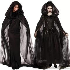 外国貿易ハロウィンコスプレ衣装黒マントマントゴースト花嫁吸血鬼邪悪な魔女スポット卸売