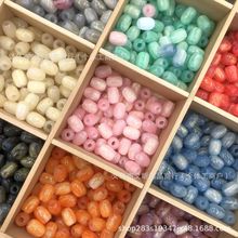 新款12*16mm树脂细闪鎏金大孔桶珠DIY手串服饰绳扣头饰鞋扣饰配件