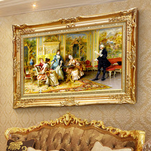 客厅沙发背景墙面装饰画卧室挂画高端宫廷人物壁画餐厅简欧式油画