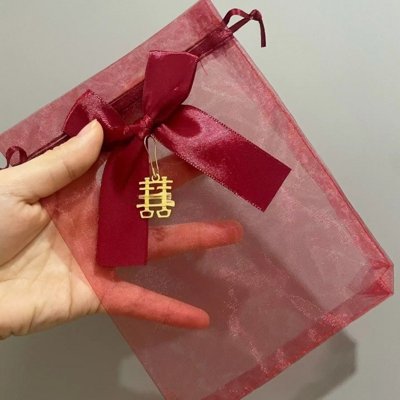 喜糖袋结婚专用喜袋纱袋高档糖果用品红色抽绳袋中满月婚庆婚礼|undefined