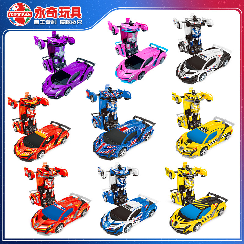 One-Click Remote Control Deformation Car Racing Model Police Car Spider-Man Iron Man Kidsren's Remote Control Car Sports Car Boy Toy