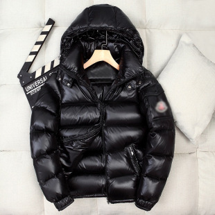Cross-Border Export European and American Black Gold down Jacket Men's Short Men's Winter White Duck down Split Hat Glossy Fashion Winter Clothing