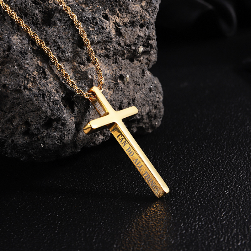 13g Weight 0.03µm-0.05µm Gold Plating Thickness PVD Coated Gold Plating Process 18K Real Gold Plated Plating Material 304 Stainless Steel Pendant Material Pendant Necklace Classification 304 Stainless Steel Chain Material Twisted Rope Chain Chain Type 1 Piece Quantity Holiday, Daily Occasion 304 Stainless Steel Material Cross Pattern Men's Gender Vacation, Simple Style Style Plating Craft Vacation Simple Style Cross 304 Stainless Steel Plating Men's Pendant Necklace Men Pendant Necklaces 14