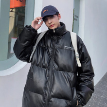 pu皮棉衣男冬季男款皮面面包服美式潮牌高街男生棉袄情侣棉服外套