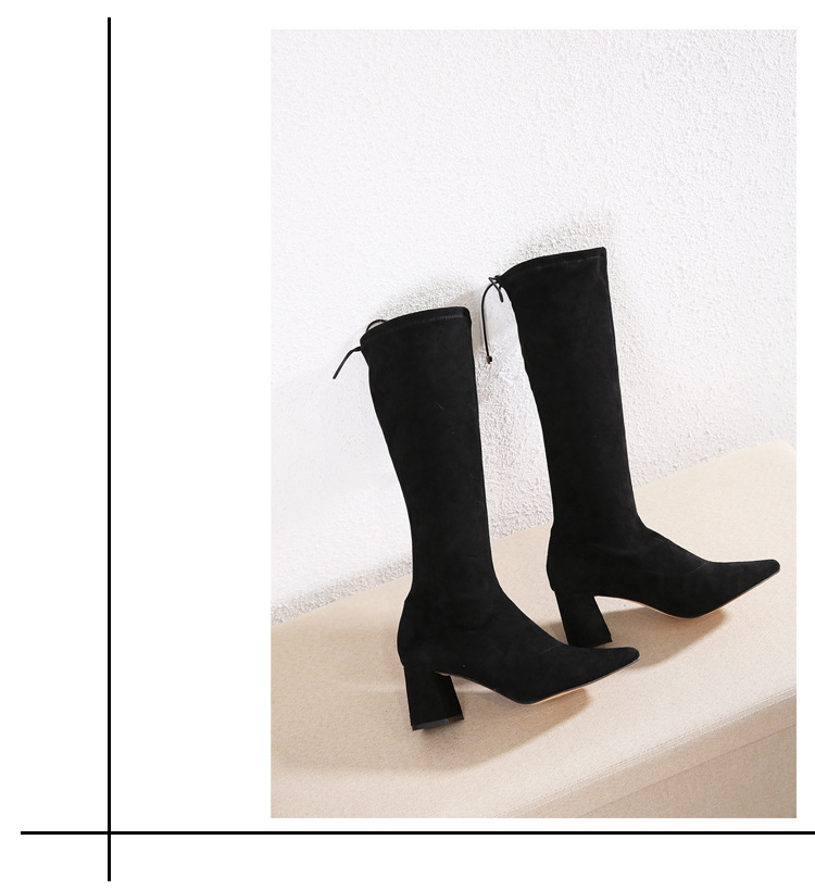 thick heel high-heel lace-up long boots  NSSO23614
