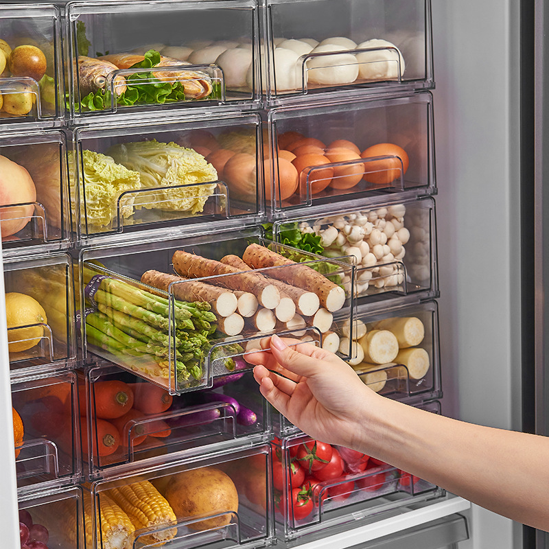 Cajón de almacenamiento de refrigerador caja de almacenamiento de divisores de verduras y frutas caja de preservación de cocina doméstica de acabado transparente