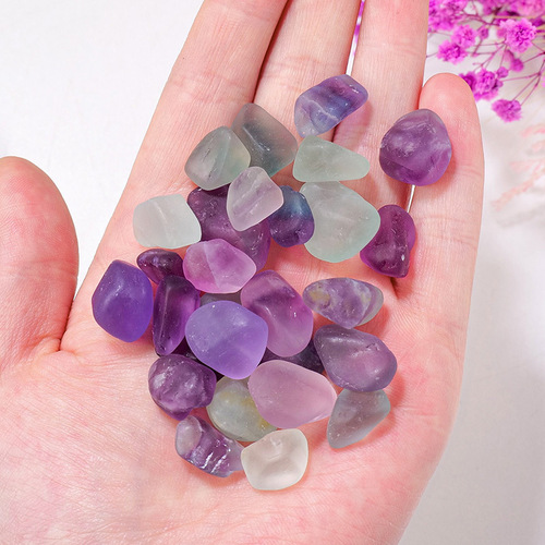 Natural colored fluorite gravel small rolling stone polished and shaped aromatherapy stone fish tank landscaping crystal rough stone wholesale