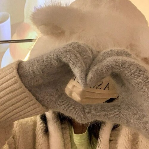 Pure Color Knit Gloves for Women - Winter Windproof Riding Warmth Cold Protection Finger Separation Student Riding Gloves Korean