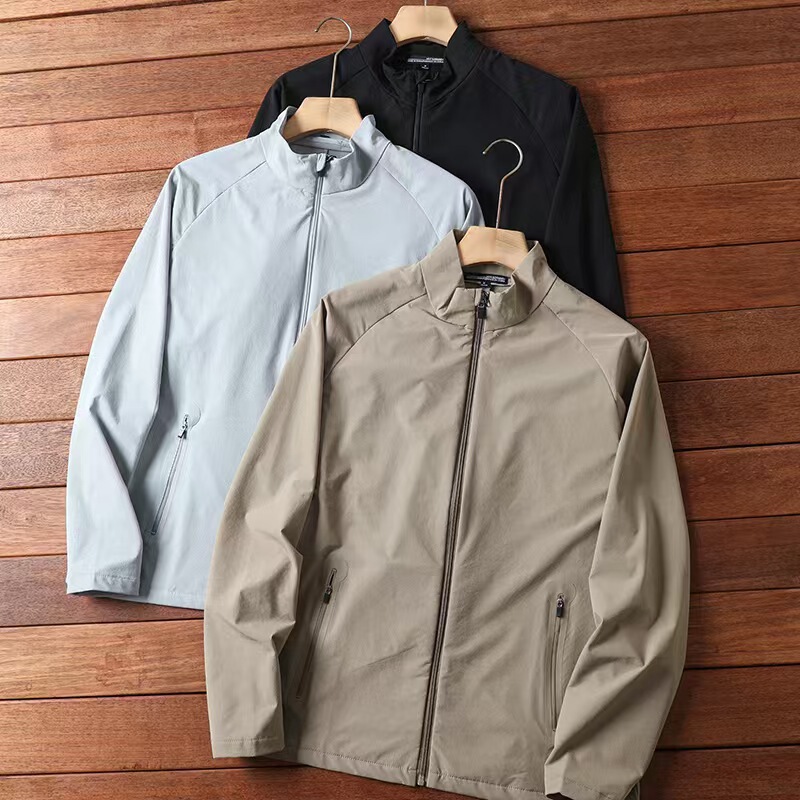 Outdoor Men's Spring Jacket, Soft and Stretchy Woven Stand-Up Collar, Versatile and Breathable Casual Jacket 30263