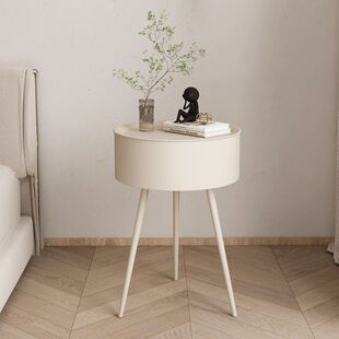 Cream-Style Tea Side Table for Living Room, Small Round Table, Mini Bedside Table, Simple Trendy Balcony Table for Small Spaces