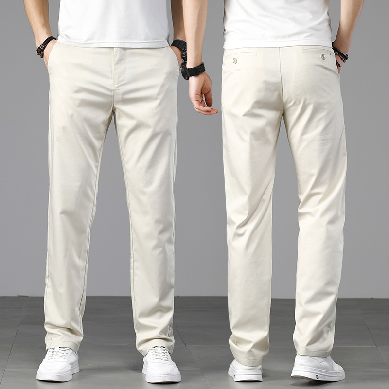 High-End Off-White Casual Pants for Men, Loose Straight-Leg Trousers, Spring Season Dress Pants, 2026 New Model, Summer Thin Men's Pants High-End Off-White Casual Pants for Men, Loose Straight-Leg Trousers, Spring Season Dress Pants, 2026 New Model, Summer Thin Men's Pants