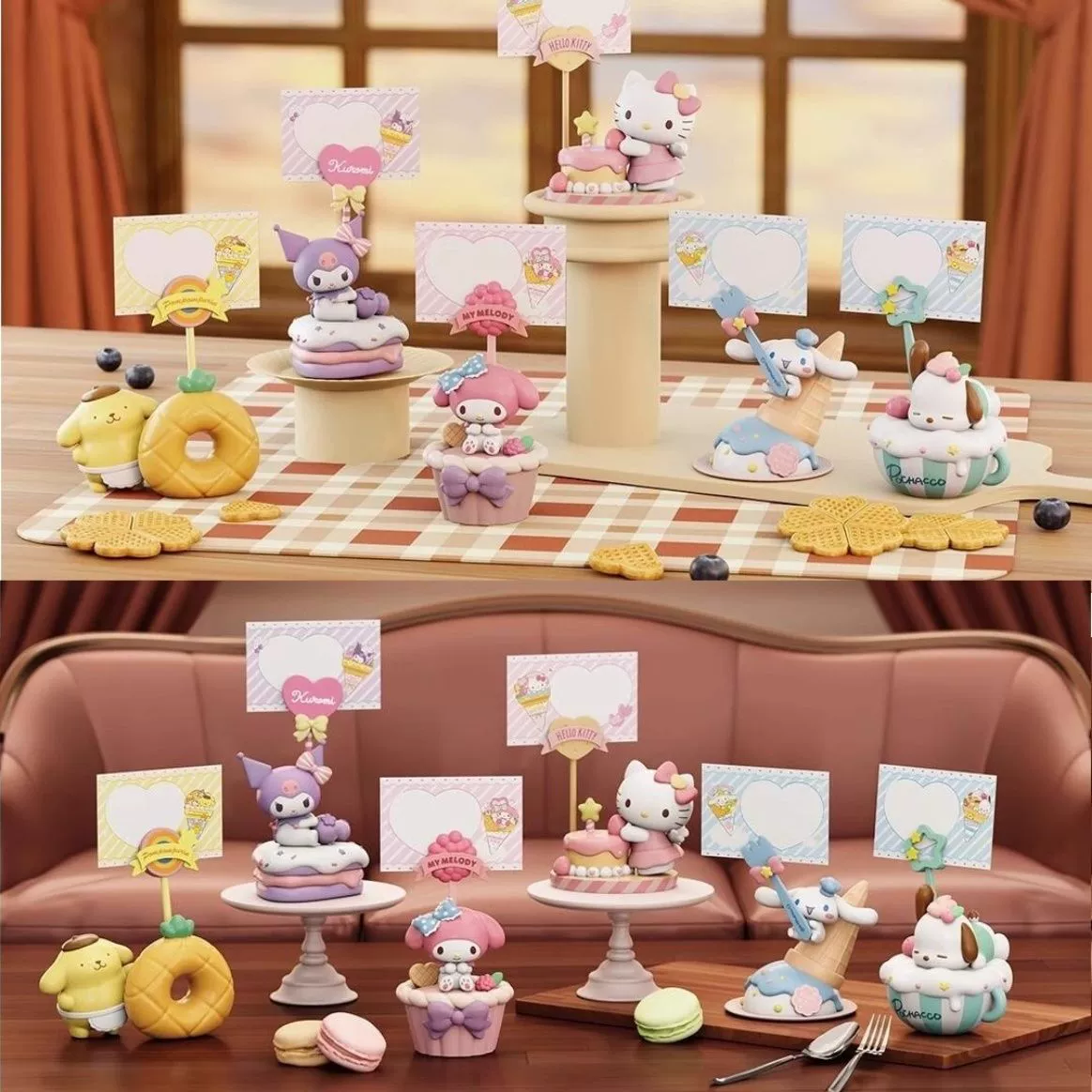 Sanrio: стикеры-закладки в виде десерта, слепой бокс, фигурка Kulomi Melody Yugui dog, настольные стикеры-украшения, подарок на день рождения