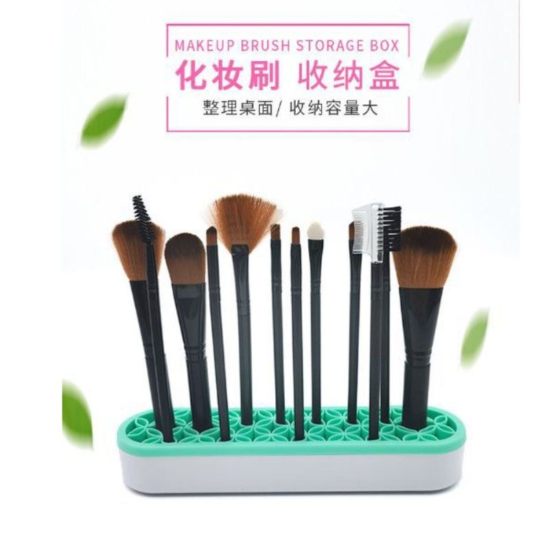 跨境亚马逊爆款硅胶储物化妆刷收纳盒口红工具收纳架多功能