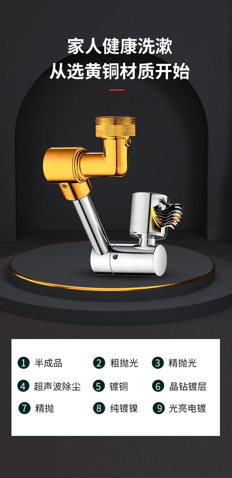 All-copper faucet universal extender, 1440-degree rotating mechanical arm, washbasin splash prevention wonder, extender, bubble maker undefined