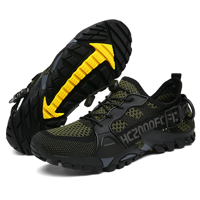 Foreign Trade Cross-border Couple Outdoor Mountaineering Hiking Sneakers Men's Large Size Rock Climbing Shoes Breathable Flying Woven Low-top Tracing Shoes