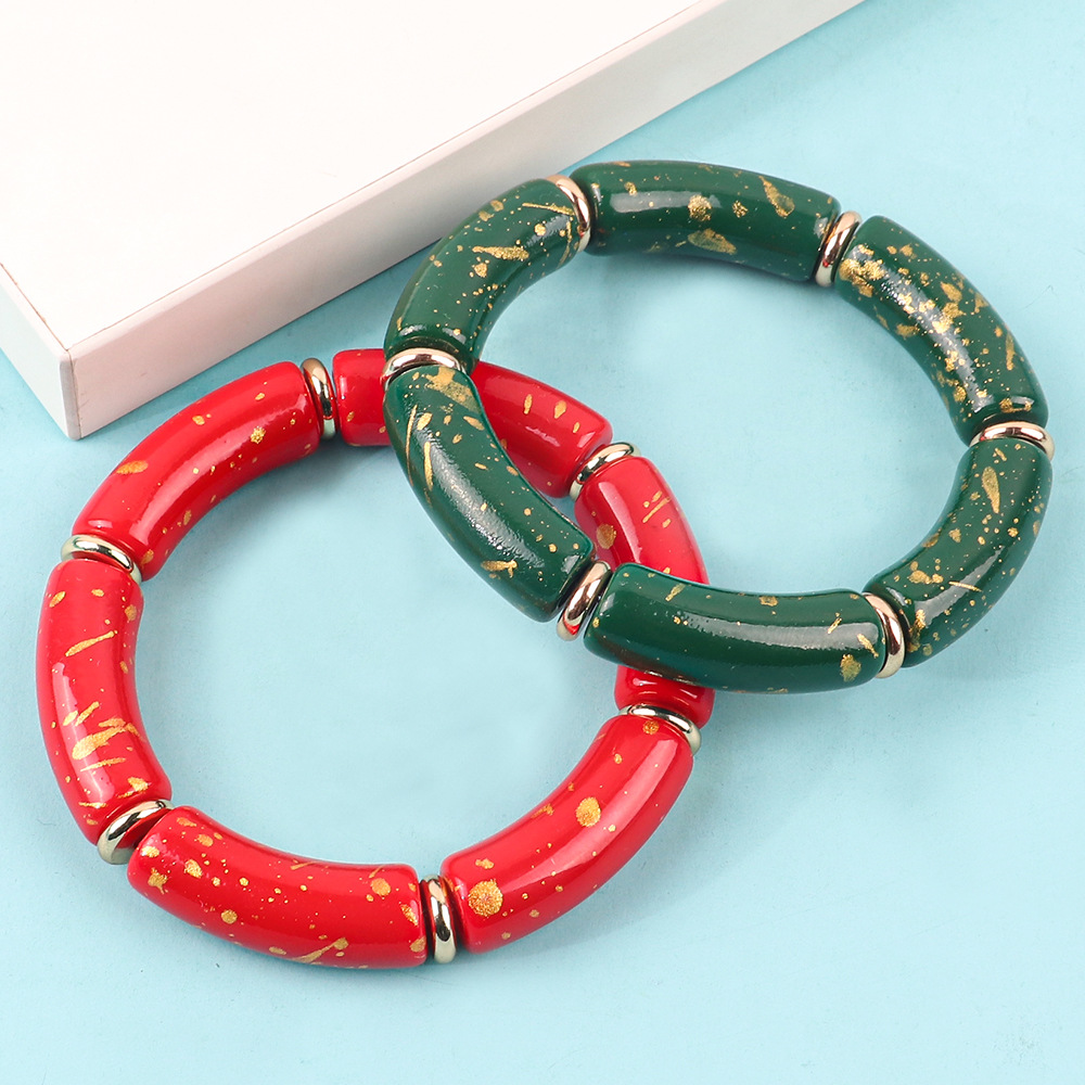 Holiday Occasion Acrylic Material Retro Color Block Arylic Bangles Wholesale