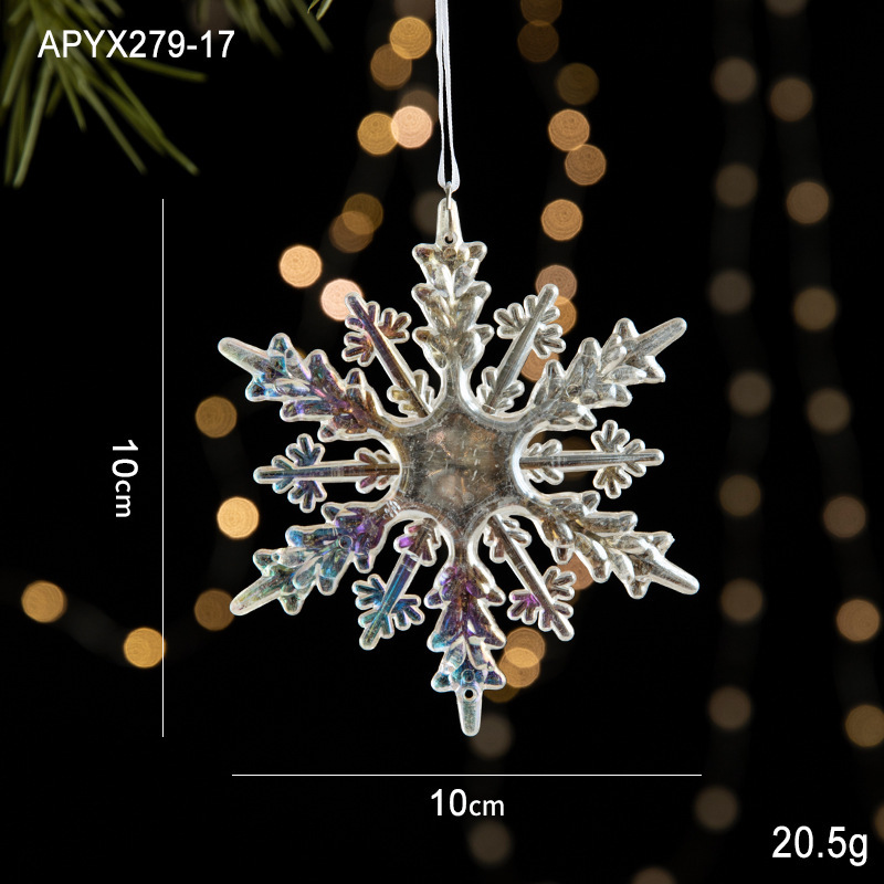 国境を越えた新しいクリスマス装飾品クリスマスツリー装飾アクリル飾り七彩透明氷晶ペンダント|undefined