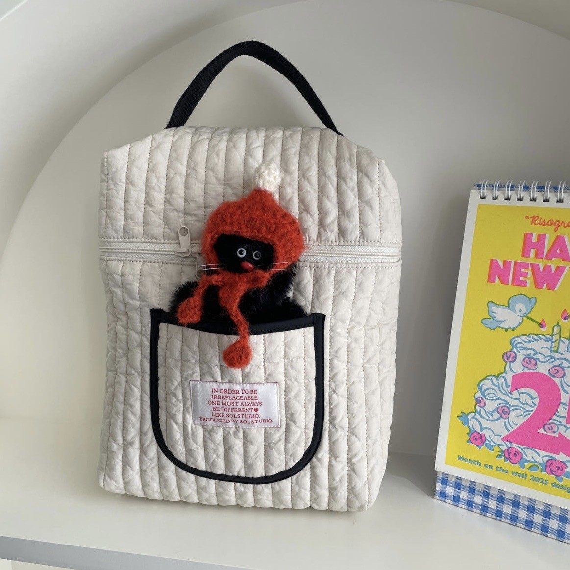 Corea del Sur ins momia bolsa acolchada bolsa de almacenamiento de pañales bordado colgando cochecito cremallera bolsa de almacenamiento de pañales portátil