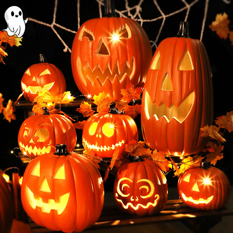 Halloween Pumpkin Lights Luminous Decorations Props Ornaments LED Pumpkin Bucket School Bar Party Scene Layout
