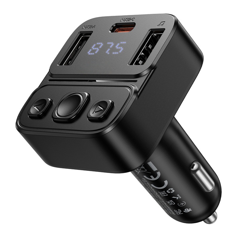 E87 Delta 35W (1A1C) Car Bluetooth Fm Transmitter Bluetooth 5.4 Supports USB Flash Drive Playback