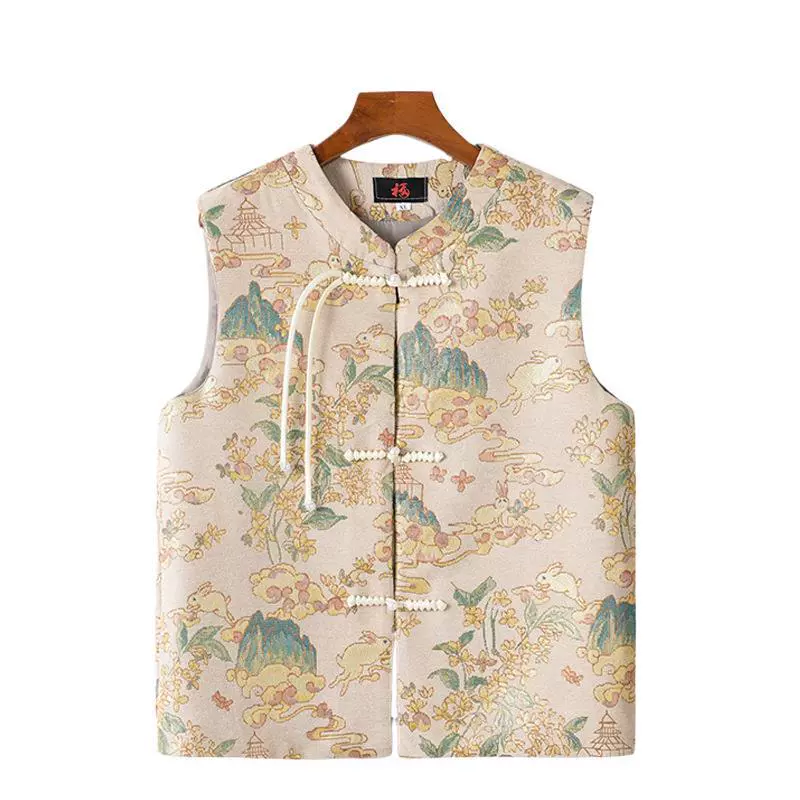 Среднее и старое осеннее и зимнее новое искусство ретро-национальный стиль дикий вертикальный воротник, пряжка, новый китайский кардиган, жилет