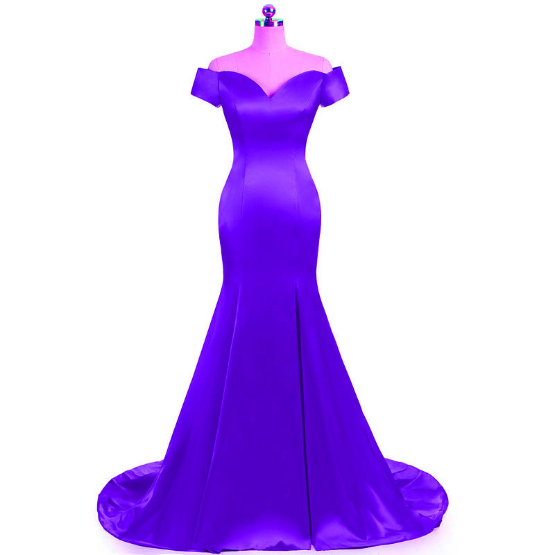 Vestido de noche de satén con un solo hombro y cola de pez, sencillo y elegante, para comercio exterior europeo y americano, Amazon, AliExpress, Wish