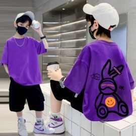 炸街洋气童装男童t恤短袖夏季儿童中大童男孩上衣半袖夏装潮ins