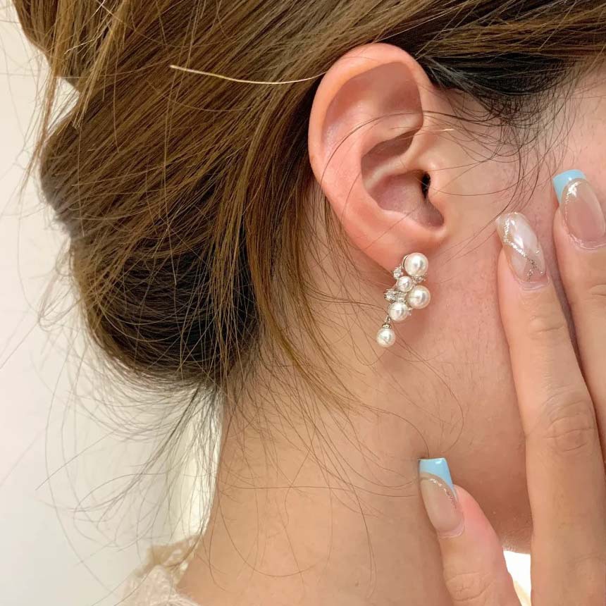 Pendientes de botón con perla y zirconia para mujer diario_voghion.com