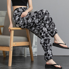 女士防蚊裤夏季长裤人造棉薄款大码棉绸大裤衩妈妈家居裤外穿沙滩