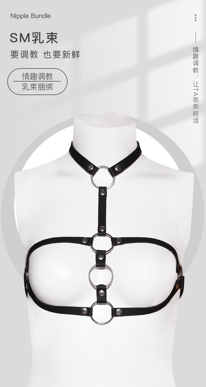 Adult Couple Restraint Kit with Handcuffs, Breast Restraint and Whip in Pink, Red or Black — detail image 11