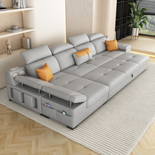 猫抓皮沙发床2024新款小户型客厅沙发床两用可伸缩多功能实木家具