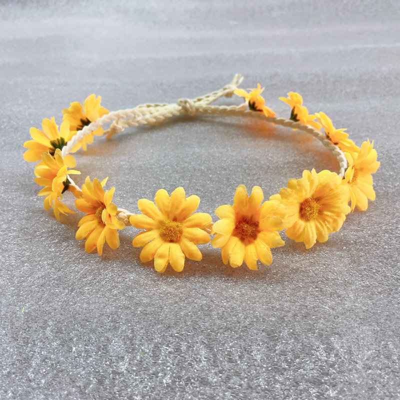 Las nuevas mujeres de la Margarita girasol Garland Seaside Beach flor tocado diadema tejida banda de pelo de la margarita