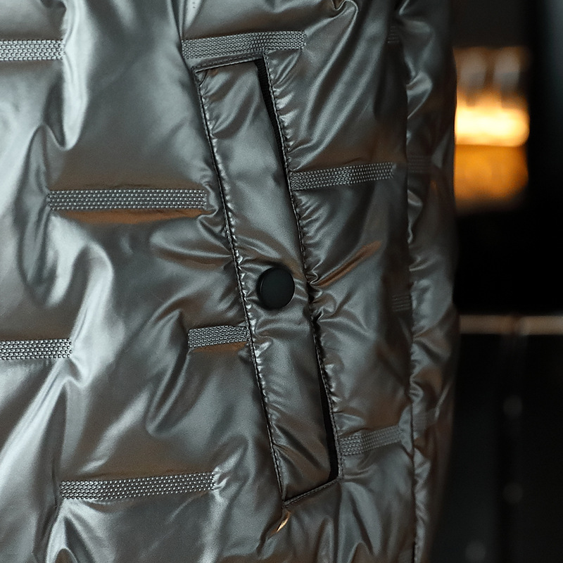 2023 nuevos hombres jóvenes abajo abrigo de algodón acolchado gris plateado brillante abrigo de algodón acolchado abrigo de invierno de estilo coreano de los hombres lote de ropa de los hombres