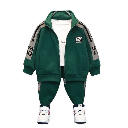 Boys Cardigan Ribbon Set  Spring and Autumn New Style Children's Handsome and Trendy Two-Piece Set Sports Set for Small and Medium-sized Children