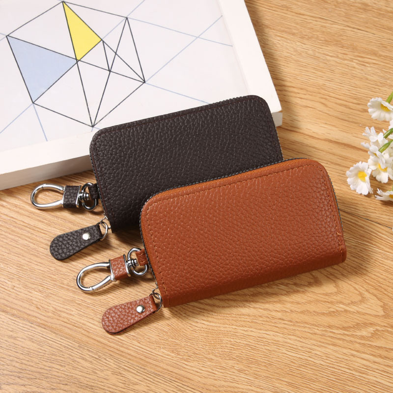 European and American Hot-Selling Pu Leather Multifunctional Fashionable Simple Ladies Key Bag Portable Anti-Theft Zipper Home Key Bag