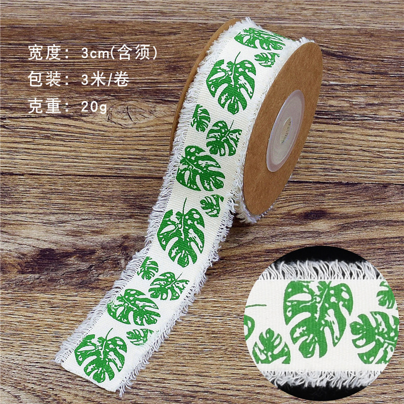 Nuevo cactus transfronterizo impresión de tortuga hoja de algodón cinta jardinería en maceta decoración doméstica DIY cuerda de madera de algodón