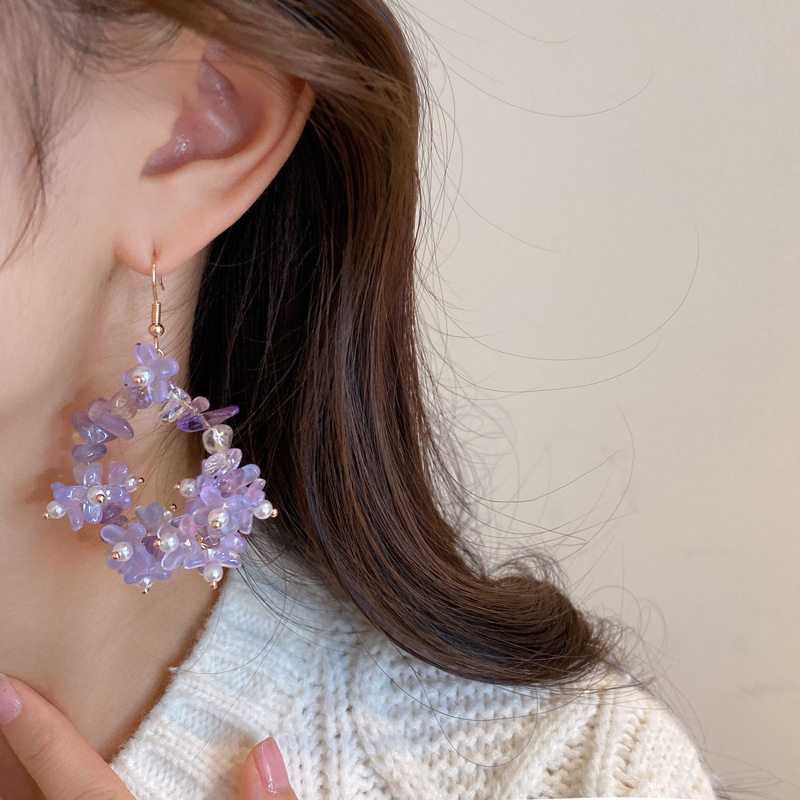 Fashion Heart Shape Flower Alloy Diamond Resin Rhinestones Womenu0027S Drop Earrings 1 Pair