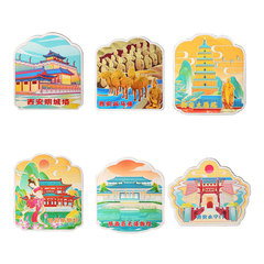 Xi'an Refrigerator Magnet Xi'an Bell Tower Big Wild Goose Pagoda Tang Furong Garden Magnet Terracotta Warriors and Horses Ming City Wall Museum Cultural and Creative